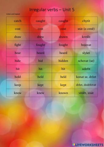 Irregular verbs