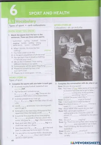 Unit 6.1 - Sport and Health (Vocabulary)