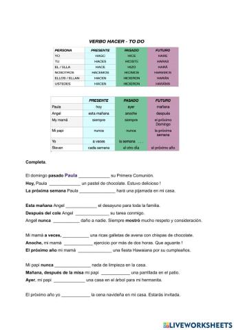Verbo hacer - to do