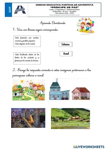 Aprendiendo las Parroquias Urbanas y Rurales