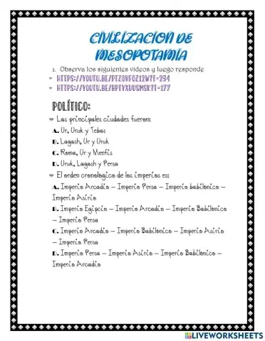 Civilización de Egipto y Mesopotamia