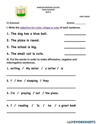 Quiz 3 Grammar