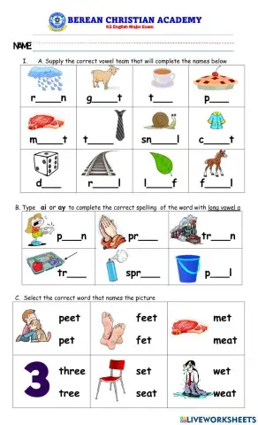 Long vowel sound - two vowels together
