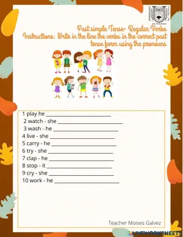 Past tense activity, regular verbs