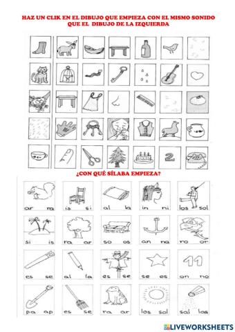 Letra y sílaba inicial