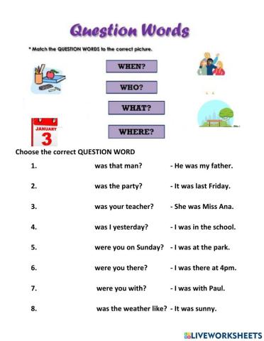 Question words using was - were