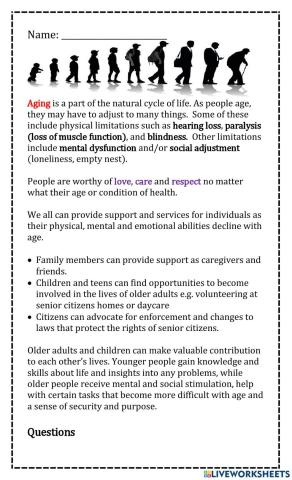 Aging worksheet