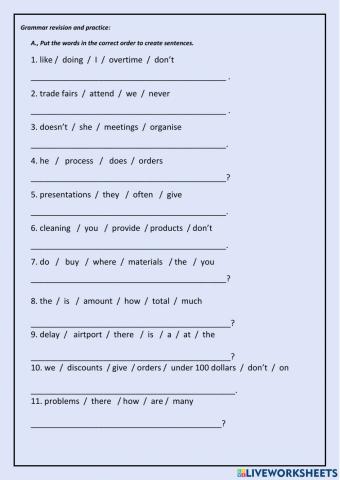 Vocab and grammar revision