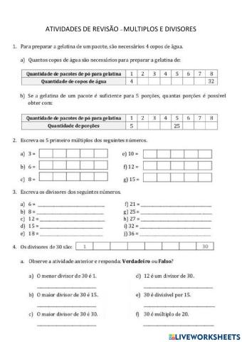 Revisão de matematica