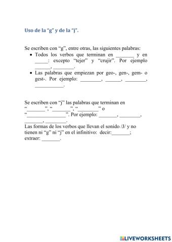 Uso de g y j
