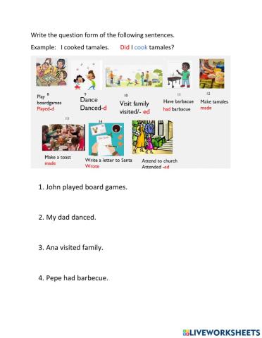 Past simple Chrismtas question form