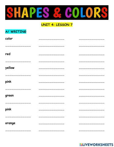 Hang Out Starter Unit 4 Shapes and colors Lesson 7