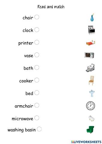 Read and match furniture 1