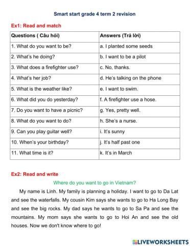 Smart start grade 4 term 2 final test