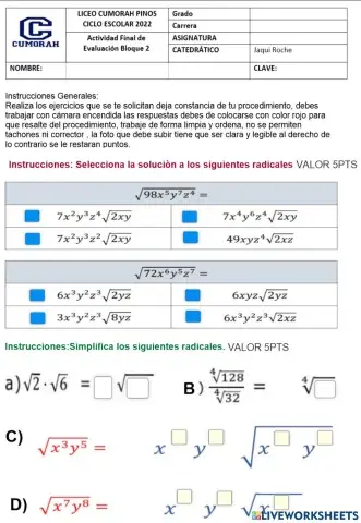 Simplificacion de radicales