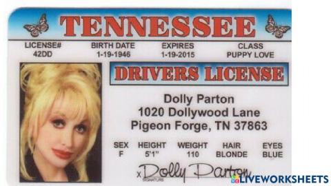 Dolly Parton ID Card