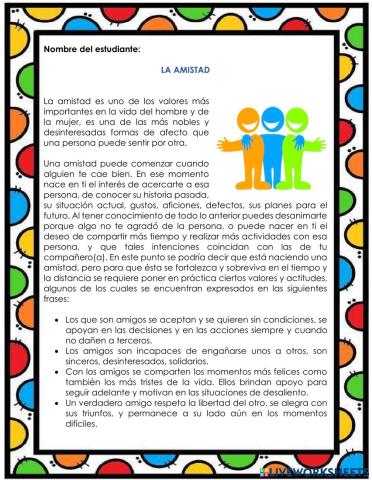 Taller valor de la Amistad