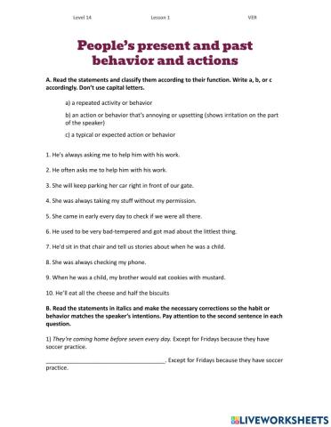 L14.L1.Ver-People's behavior and actions