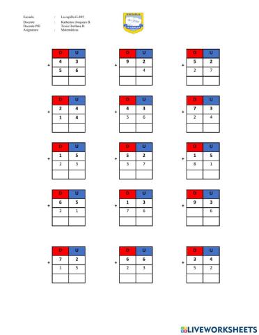 Sumas hasta el 99 sin reserva