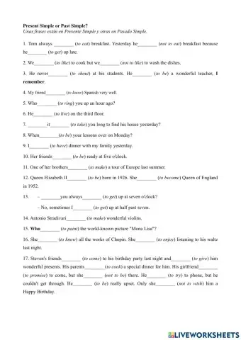 Past Simple vs Present Simple - Irregular Past Simple