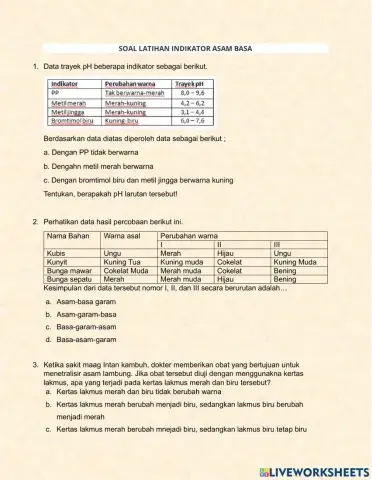 Latihan Indikator asam basa
