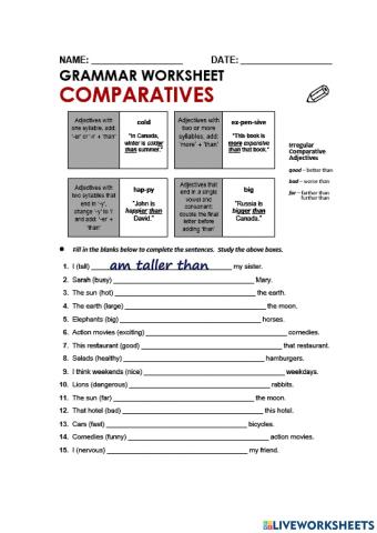 Comparative adjectives.