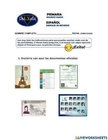 Ejercicios de refuerzo Español mayo