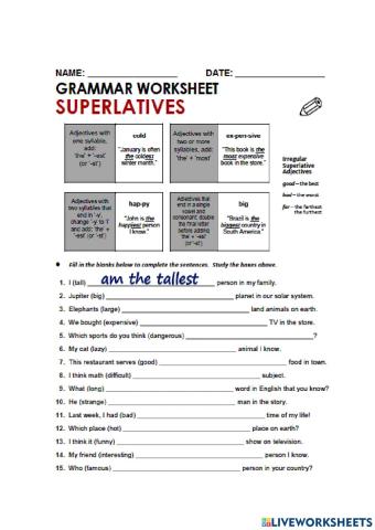 Superlative adjectives