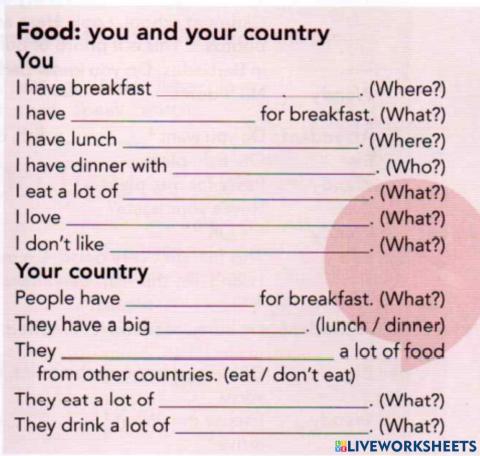 Food: You and your country