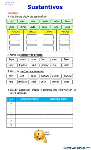 Sustantivos 1° nivel lector