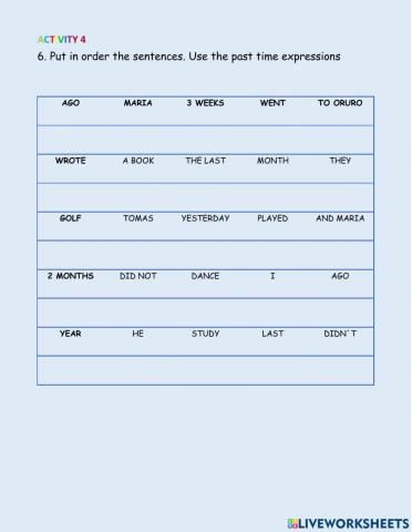 Past time expressions