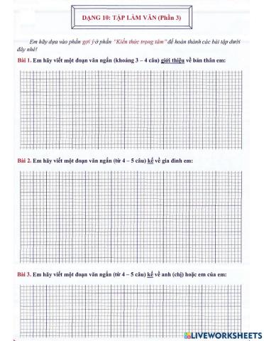Tiếng Việt 2 lên 3 - Dạng 10: Tập làm văn (phần 3)