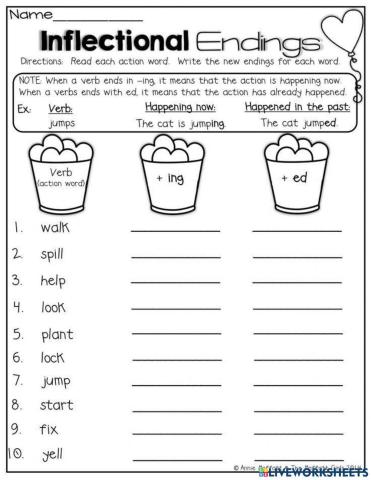 Inflected Endings: ed and ing