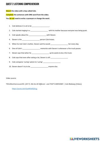 Quest 2 Listening Comprehension