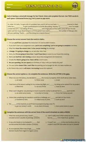 Test Units 3 & 4 - Upper intermediate