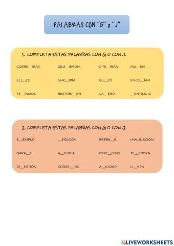 Palabras con -g- o -j-