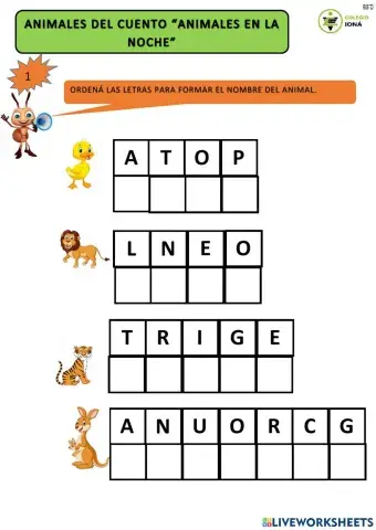 Formar el nombre del animal