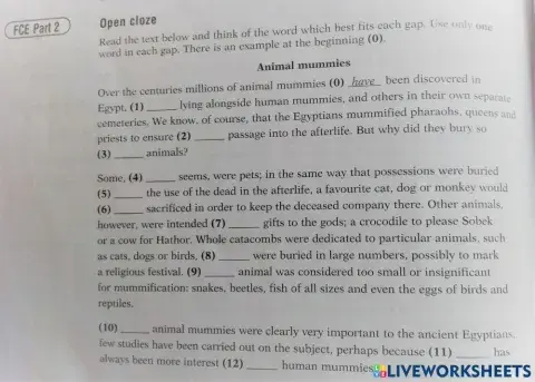 First certificate: open cloze