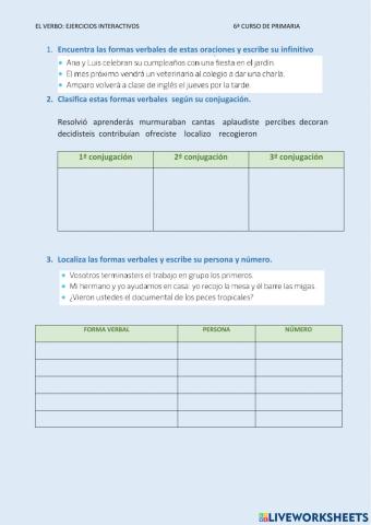 El verbo   ejercicios de repaso