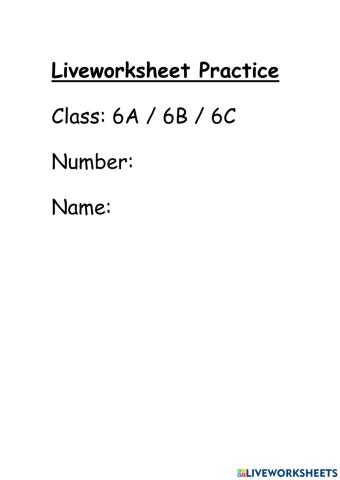 Liveworksheet Practice