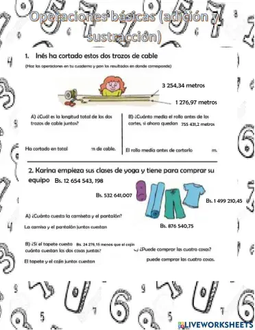 Operaciones básicas con decimales (adición y sustracción)