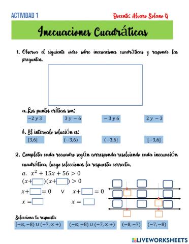 Inecuaciones cuadraticas