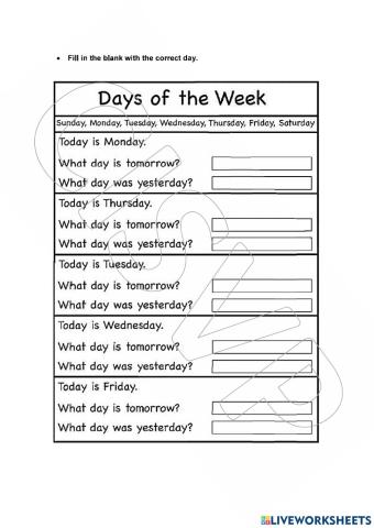 Days of the week