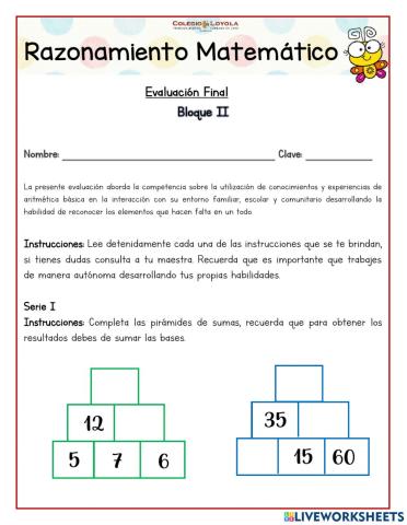 Evaluación Razonamiento - Bloque II