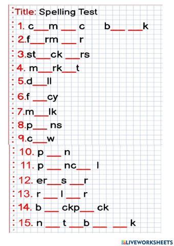 1° Spelling exam 3rd trimester