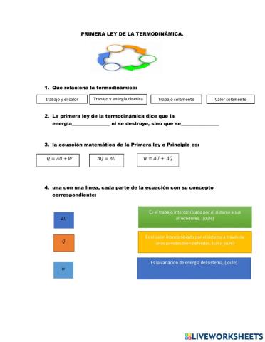 La primera ley de la termodinámica