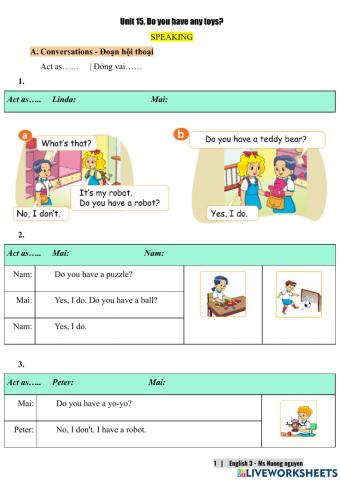 E3U15 (speaking) Do you have any toys?