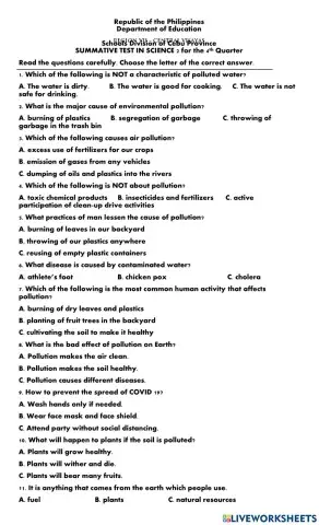 Science 2 summative test q4
