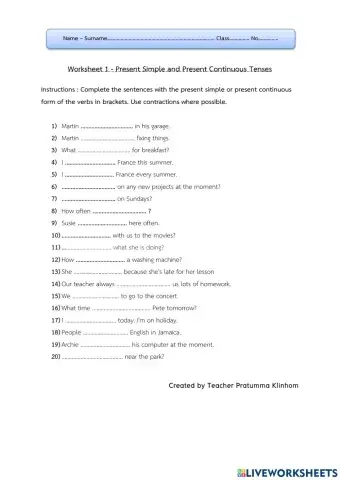 Present simple and continuous