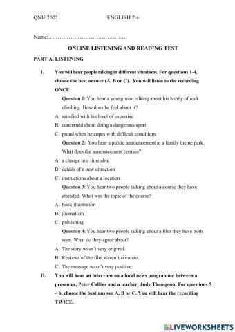 2.4 online test 2022